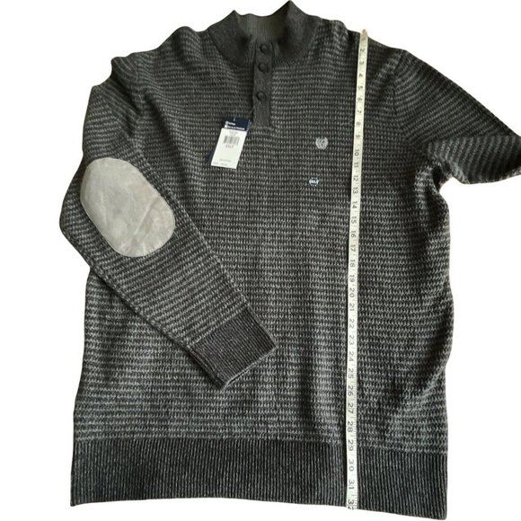 🔧Men's Sweater Big Tall Size 2XL Chaps Button Mock Sweater Charcoal - Picture 11 of 12